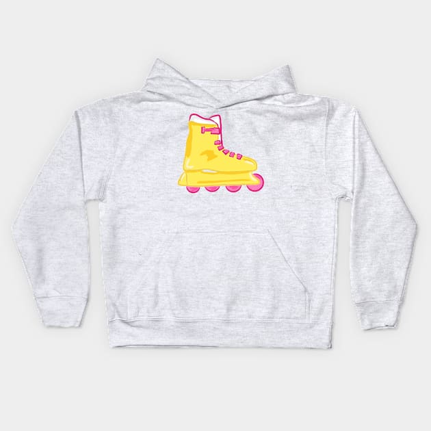 Yellow Rollerskate Kids Hoodie by RoserinArt